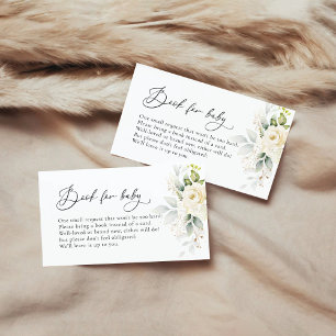 Greenery White Roses Books For Baby Enclosure Card