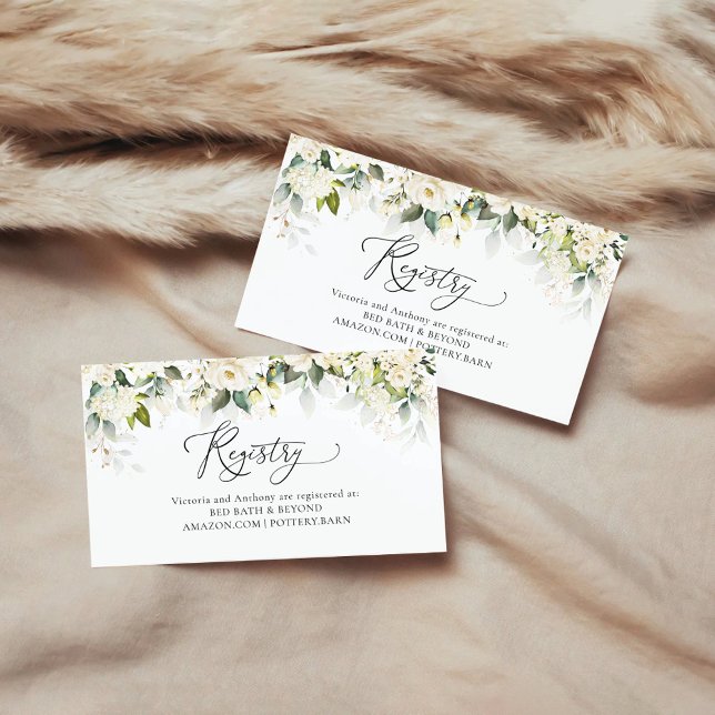Greenery White Roses Bridal Shower Registry  Enclosure Card (Creator Uploaded)