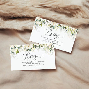 Greenery White Roses Bridal Shower Registry Enclosure Card