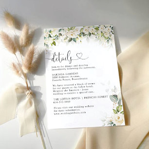 Greenery White Roses Wedding Details Enclosure Card