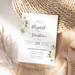 Greenery White Roses Wedding Invitation