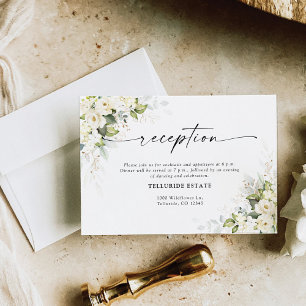 Greenery White Roses Wedding Reception Enclosure Card