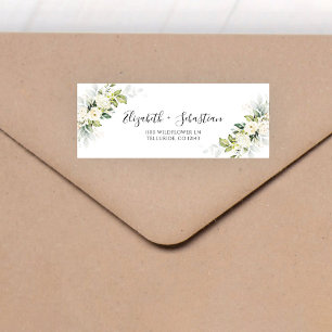 Greenery White Roses Wedding Return Address Label