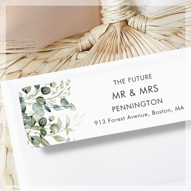 Greenery | White Wedding Return Address Label (Creator Uploaded)