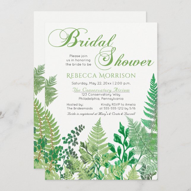 Greenery | Wild Ferns Bridal Shower Invitations (Front/Back)
