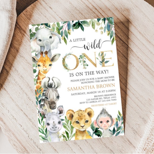 Greenery Wild One Safari Baby Shower Invitation (Safari Baby Shower Invitation )