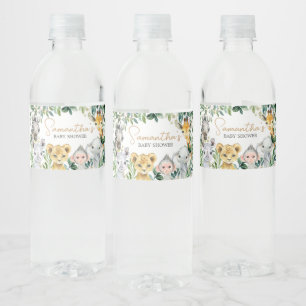 Greenery Wild One Safari Baby Shower  Water Bottle Label