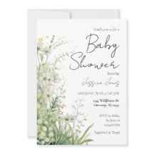 Greenery Wildflower Baby Shower Invitation