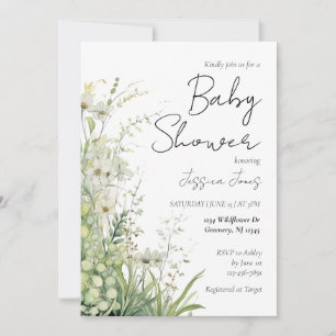 Greenery Wildflower Baby Shower Invitation