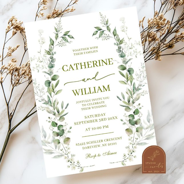 Greenery Wildflower Wedding Invitation (Creator Uploaded)