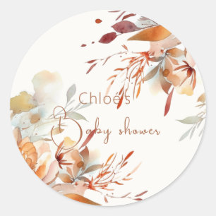 Greenery wildflowers baby shower  classic round sticker