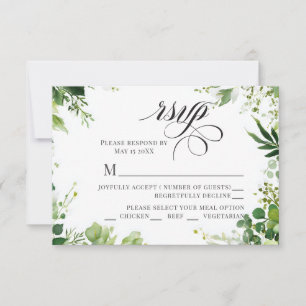 Greenery Willow border RSVP Card
