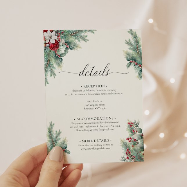 Greenery Winter Berries & Pine Watercolor Details Enclosure Card (Creator Uploaded)