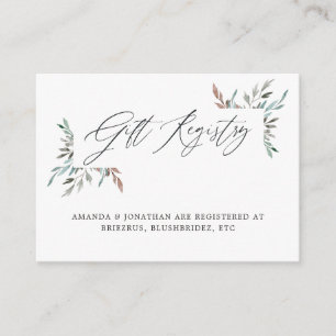 Greenery Winter Bridal Shower Gift Registry Enclosure Card