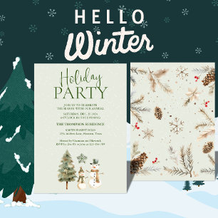 Greenery Winter Holiday Invitation