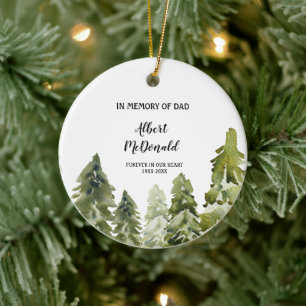 Greenery Winter In Memory of Dad Christmas Ceramic Tree Decoration
