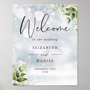 Greenery Winter Wedding Welcome Sign