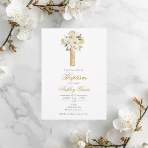 Greenery with cross Baptism Invitation
