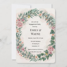 Greenery With Pink Flowers Engagement Party