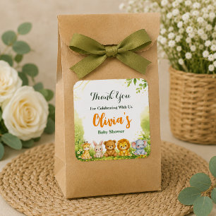 Greenery Woodland Animals Baby Shower 1st Birthday Square Sticker