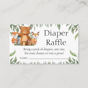 Greenery Woodland Animals Diaper Raffle Enclosure Card