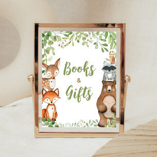 Greenery Woodland Baby Shower Books and Gifts Sign