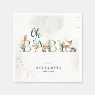 Greenery Woodland Baby Shower  Napkin