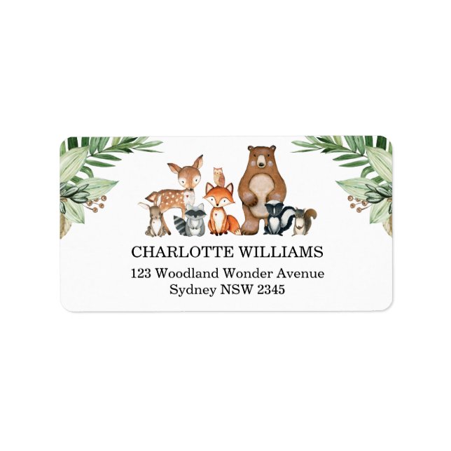 Greenery Woodland Forest Animals Return Address Label (Front)