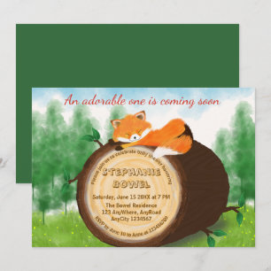 Greenery Woodland Forest Baby Fox Baby Shower Invitation