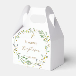 greenery wreath Baptism Favour Box