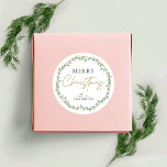 Greenery Wreath Merry Christmas Festive Classic Round Sticker<br><div class="desc">Finish off your Christmas packaging and gift wrapping with a personalised greenery Merry Christmas stickers. This Holly Wreath Christmas label includes a greenery wreath and modern script font,  with space for your name or family surname. The perfect finishing touch to your Christmas gifts.</div>