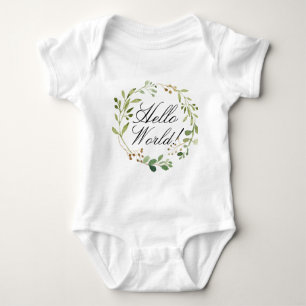 Greenery Wreath personalised Baby Bodysuit