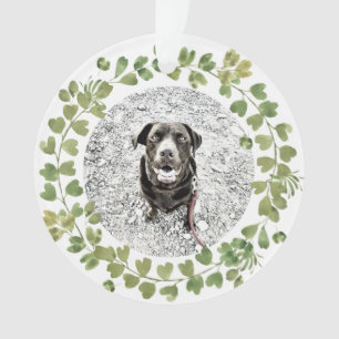 Greenery Wreath Pet Photo Name Year Memorial Ornament