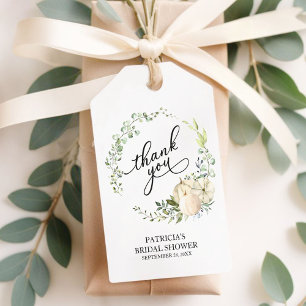 Greenery Wreath Pumpkin Fall Bridal Shower Favour Gift Tags