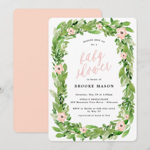 Greenery Wreath Spring Baby Shower Invitation