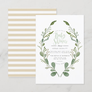 Greenery Wreath Watercolor | Baby Shower Invite
