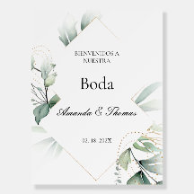 Greenery wreath Welcome Wedding Sign