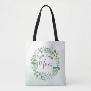 Greenery Wreath World's Greatest Mum Tote Bag