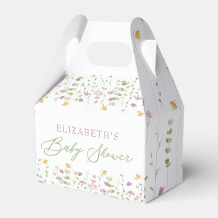Greenery Yellow Pink Wildflower Baby Shower Favour Box