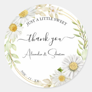 GreeneryCchrysanthemum Wedding Thank You Classic Round Sticker