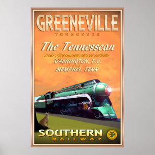 GREENEVILLE Tennessee Southern Railway Travel Poster