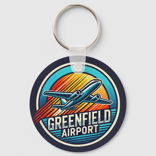 Greenfield Airport Plastic Round Keychain (Front)