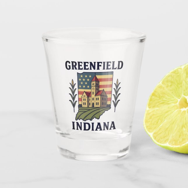 Greenfield Indiana American Flag  Shot Glass (Front)