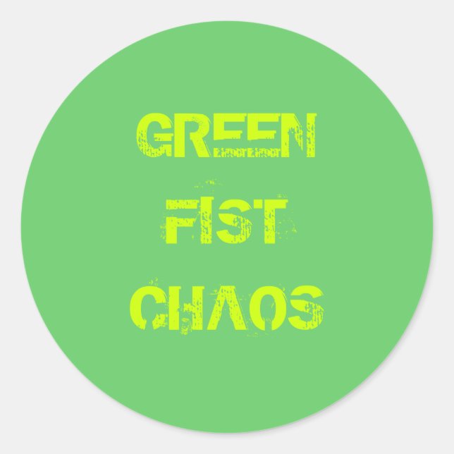 GREENFISTCHAOS CLASSIC ROUND STICKER (Front)