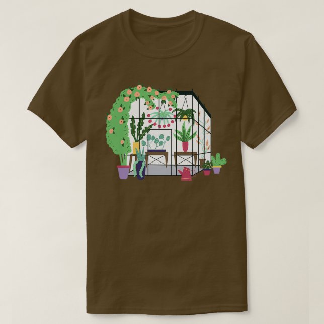 Greenhouse Building Nature Hanging Planters Greenh T-Shirt (Design Front)