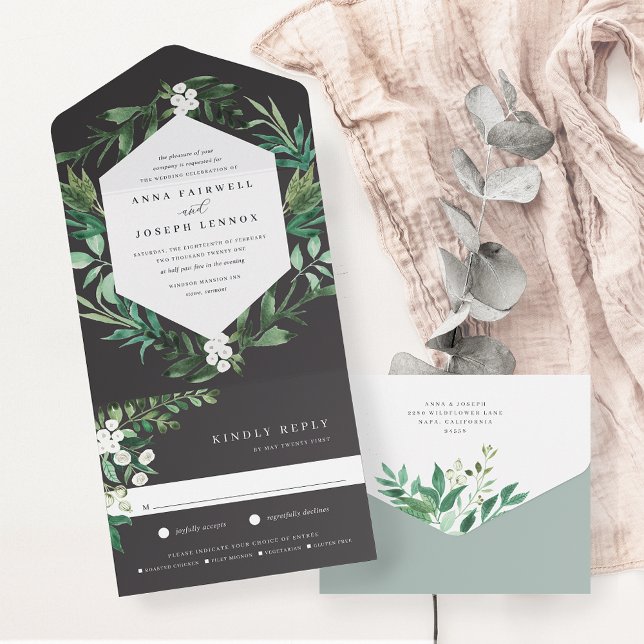 Greenhouse | Elegant Watercolor Botanical Wedding All In One Invitation (Creator Uploaded)