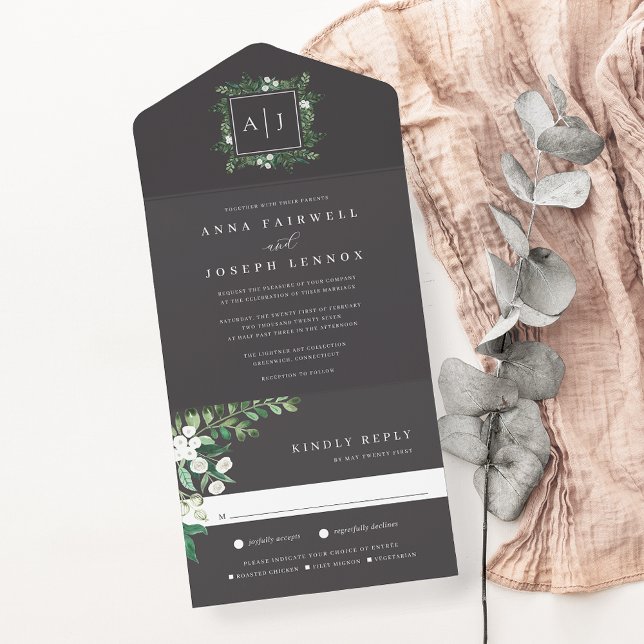 Greenhouse | Elegant Watercolor Botanical Wedding All In One Invitation (Creator Uploaded)