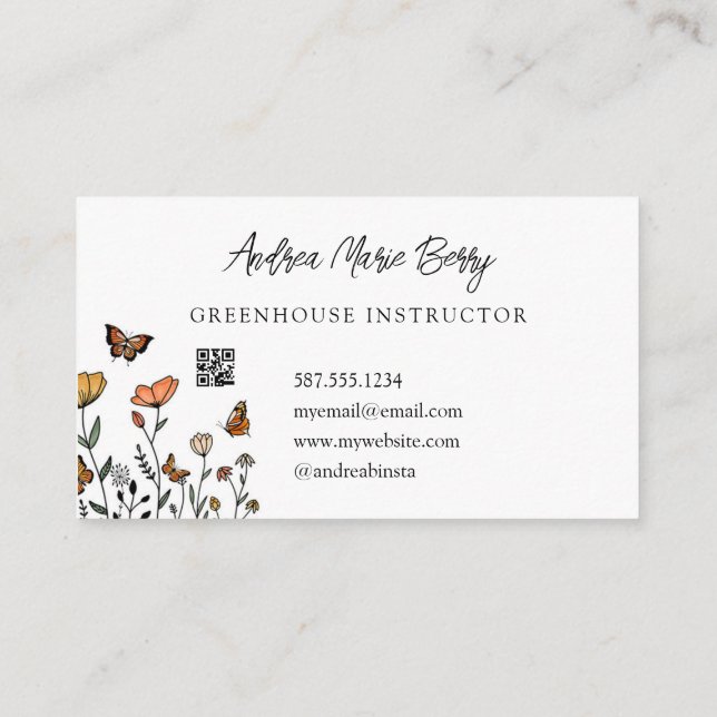 Greenhouse Floral Instructor Business Card (Back)