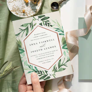 Greenhouse Frame Watercolor Botanical Wedding Invitation