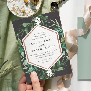 Greenhouse Frame Watercolor Botanical Wedding Invitation